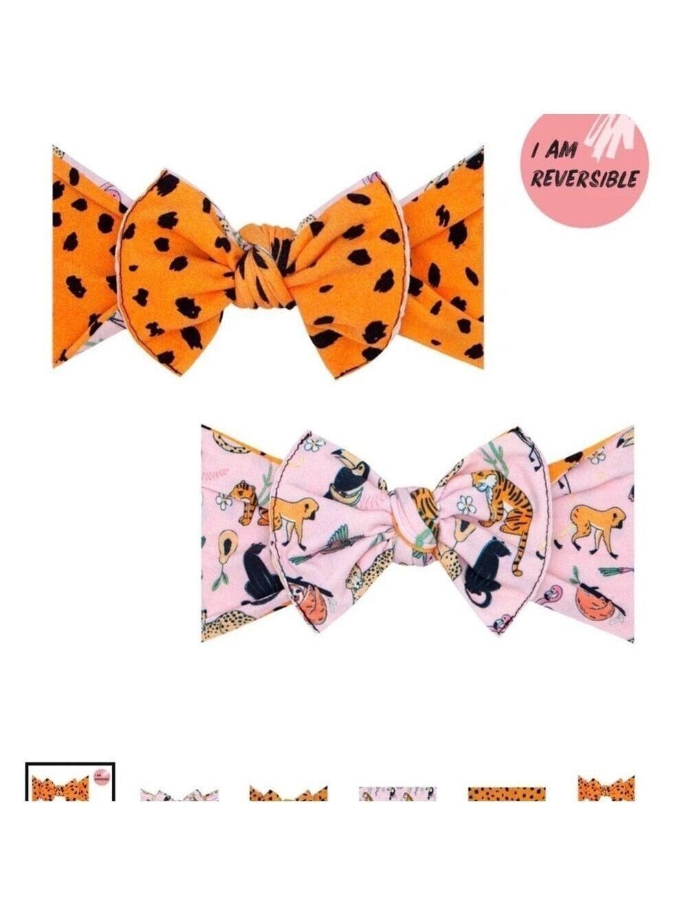 Kids Bow Leopard Jungle Print Reversible